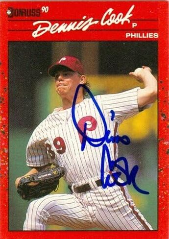 Autograph Warehouse 45124 Dennis Cook Autographed Baseball Card Philadelphia Phillies 1990 Donruss No .193 in Saudi Arabia