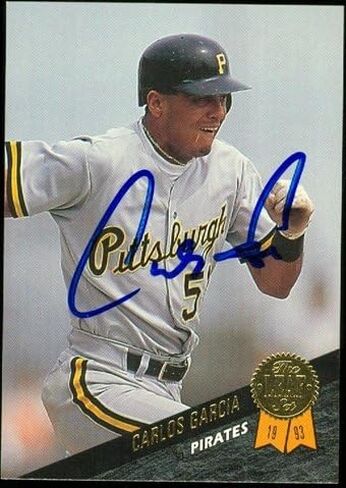 Autograph Warehouse 46682 Carlos Garcia Autographed Baseball Card Pittsburgh Pirates 1993 Leaf No .277 in Saudi Arabia