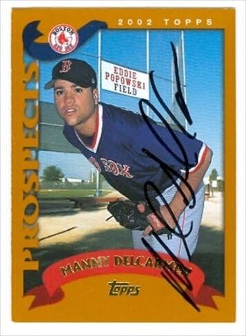 Autograph Warehouse 37284 Manny Delcarmen Autographed Baseball Card Boston Red Sox 2002 Topps No. T216 in Saudi Arabia