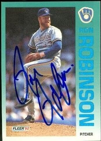 Autograph Warehouse 48123 Ron Robinson Autographed Baseball Card Milwaukee Brewers 1992 Fleer No .187 in Saudi Arabia