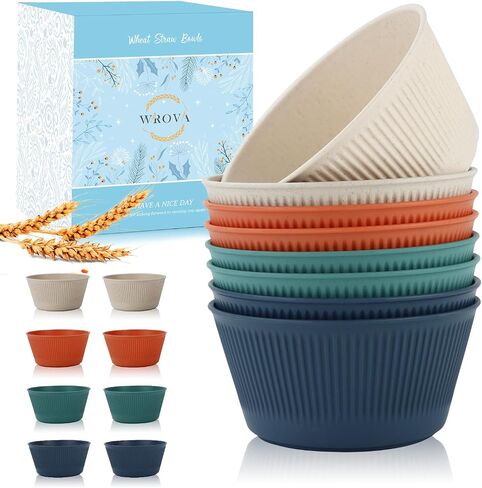 Wheat Straw Bowl Sets of 8,Unbreakable Cereal Bowl 26 OZ,Microwave and Dishwasher Safe Bowls,Kids Bowl suitable for Cereal,Salad,Snack and Soup. Winter-Snow Series in Kuwait