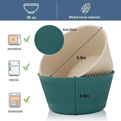 Wheat Straw Bowl Sets of 8,Unbreakable Cereal Bowl 26 OZ,Microwave and Dishwasher Safe Bowls,Kids Bowl suitable for Cereal,Salad,Snack and Soup. Winter-Snow Series in Kuwait