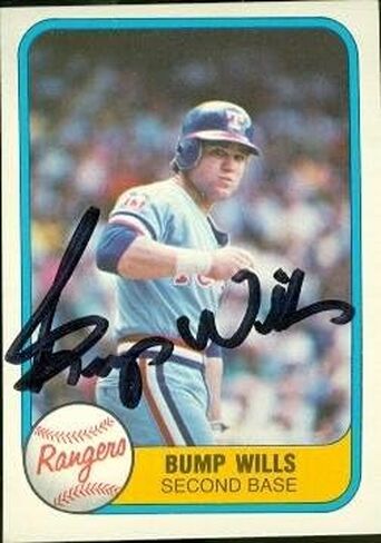 Autograph Warehouse 49122 Bump Wills Autographed Baseball Card Texas Rangers 1981 Fleer No .628 in Saudi Arabia