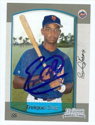Autograph Warehouse 48486 Enrique Cruz Autographed Baseball Card New York Mets 2000 Topps Bowman No .171 Card Has Slight Scuffing in Saudi Arabia
