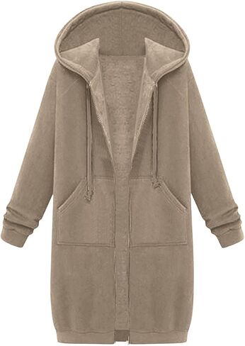 bmkBWO Long Hoodies for Women,Full Zip Oversized Hooded Sweatshirts Drawstring Warm Thicken Winter Coats Jackets with Pockets in Kuwait