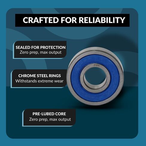 PGN (10 Pack) R12-2RS Bearing - Lubricated Chrome Steel Sealed Ball Bearing - 3/4"x1-5/8"x7/16" Bearings with Rubber Seal & High RPM Support in Saudi Arabia