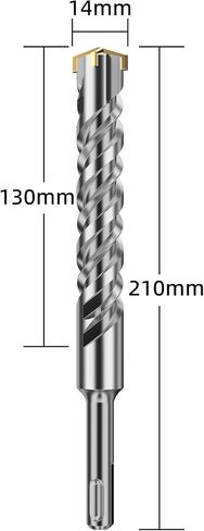 HUHAO SDS Plus Rotary Hammer Drill Bit 14mm x 210mm,Masonry Drill Bits,Carbide Cross Tipped SDS Drill Bit Set,Double Thread Carbide Rotary Hammer Drill Bit for Concrete,Brick,Stone,Masonry in Saudi Arabia