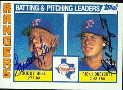 مستودع توقيعه 49166 Buddy Bell and Rick Honeycutt Cardball Card Texas Rangers 1984 Topps No .37 in Kuwait