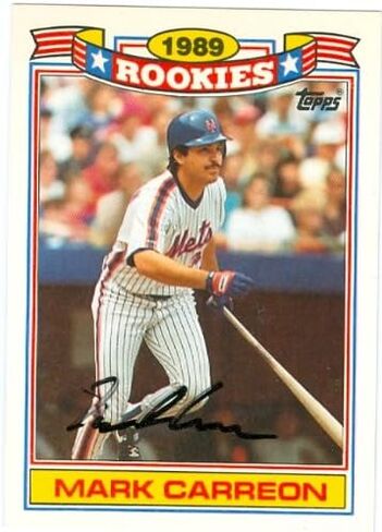 Autograph Warehouse 48436 Mark Carreon Autographed Baseball Card New York Mets 1990 Topps Rookies No .6 in Saudi Arabia