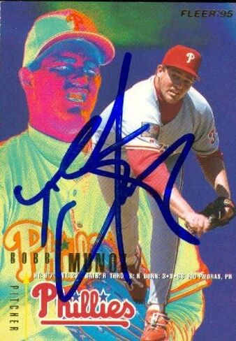 Autograph Warehouse 45620 Bobby Munoz Autographed Baseball Card Philadelphia Phillies 1995 Fleer No .402 in Kuwait
