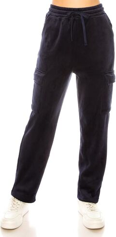 Women's Velvet Corduroy Cargo Pocket Jogger Sweat Pant Straight Leg Premium Pants in Kuwait