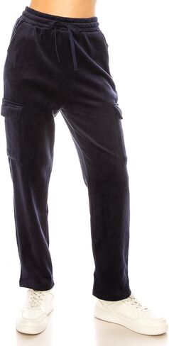 Women's Velvet Corduroy Cargo Pocket Jogger Sweat Pant Straight Leg Premium Pants in Kuwait