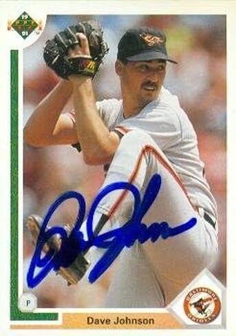 مستودع توقيعه 50704 ديف جونسون بطاقة البيسبول التي تم توقيفها بالتيمور أوريولز 1991 Upper Deck No .299 in Saudi Arabia