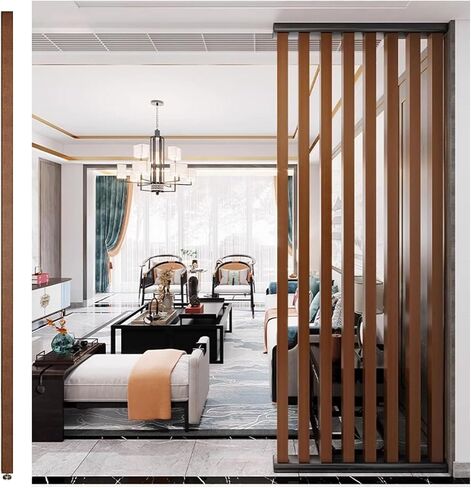 Tall Wooden Room Divider - 3ft to 8ft Privacy Screen, Floor-to-Ceiling Partition for Living Room, Office, Restaurant Decor - 2 pcs, Modern Slats Design (90cm/35.4") in Saudi Arabia