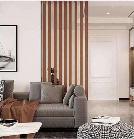 Tall Wooden Room Divider - 3ft to 8ft Privacy Screen, Floor-to-Ceiling Partition for Living Room, Office, Restaurant Decor - 2 pcs, Modern Slats Design (90cm/35.4") in Saudi Arabia
