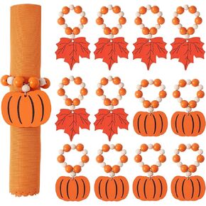 Fall Thanksgiving Napkin Rings Set of 6- Fall Pumpkin Maple Leaf Napkin Holder, Fall Thanksgiving Napkin Rings for Table Decor, Wedding, Fall Banquet, Holiday, Dinner Party in Saudi Arabia