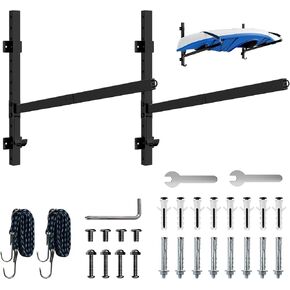 ​Kayak Storage Rack for Garage Wall Mount - Heavy L-Frame Holder with Anti-Slip Bungee & Complete Installation Kit, Supports 150LB (Fits Canoe/Paddle Board, Black)​​ (1PACK) in Saudi Arabia