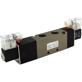 4V430C-15 4V430E-15 4V430P-15 AC220V 5 Ports 3 Position Dual Solenoid Pneumatic Air Valve 1/2" BSPT DC12V 24V 220V with fittings(4V430E-15 AC220V) in Saudi Arabia