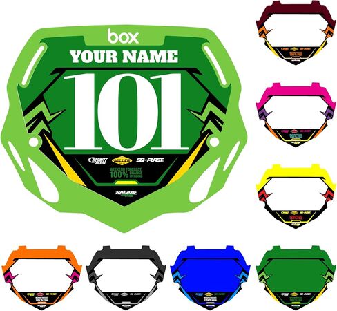 Custom BMX Box Two Number Plate Decal - Personalize Racing Graphics with Your Name & Number, Follows BMX Rule Book guidelines, Multicolored Outstanding Designs, Junior and Senior Sizes. in Saudi Arabia