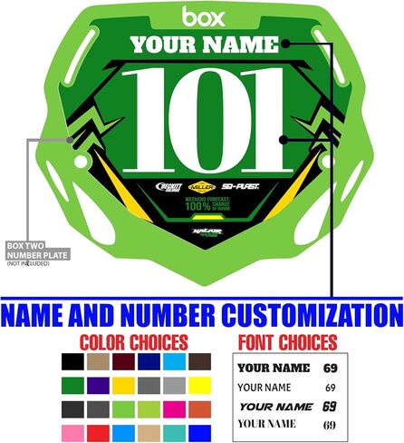 Custom BMX Box Two Number Plate Decal - Personalize Racing Graphics with Your Name & Number, Follows BMX Rule Book guidelines, Multicolored Outstanding Designs, Junior and Senior Sizes. in Saudi Arabia
