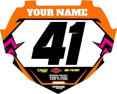 Custom BMX Box Two Number Plate Decal - Personalize Racing Graphics with Your Name & Number, Follows BMX Rule Book guidelines, Multicolored Outstanding Designs, Junior and Senior Sizes. in Saudi Arabia