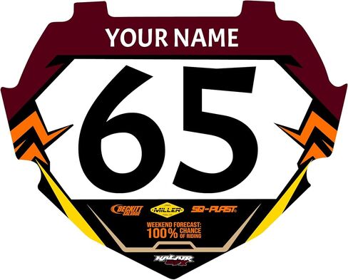 Custom BMX Box Two Number Plate Decal - Personalize Racing Graphics with Your Name & Number, Follows BMX Rule Book guidelines, Multicolored Outstanding Designs, Junior and Senior Sizes. in Saudi Arabia