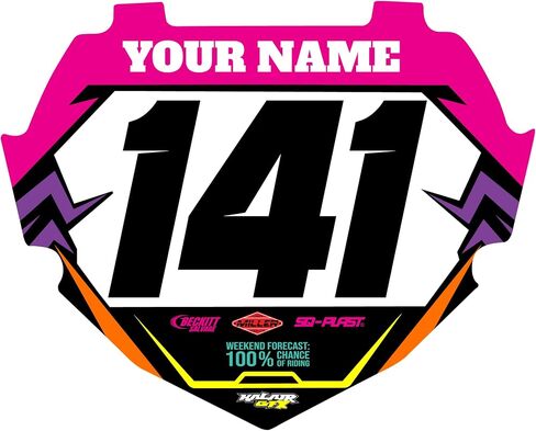 Custom BMX Box Two Number Plate Decal - Personalize Racing Graphics with Your Name & Number, Follows BMX Rule Book guidelines, Multicolored Outstanding Designs, Junior and Senior Sizes. in Saudi Arabia