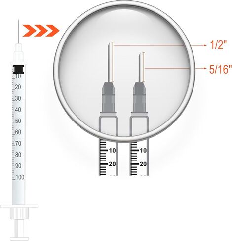 محاقن 1cc/ml مع إبرة 30 جرام 1/2 "(13 مم) ، مستلزمات المختبرات ، ملفوفة فردية ، حزمة من 30 (1cc 30g 1/2" -30pack) in Kuwait