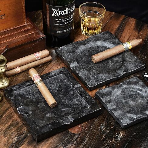 Luxury Granite Cigar Ashtray - Heavy Duty Square Stone Ashtray with Cigar Rest, Natural Marble Smoking Ashtrays for Lounge, Patio, Man Cave & Whiskey Lovers, Starry Galaxy in Saudi Arabia
