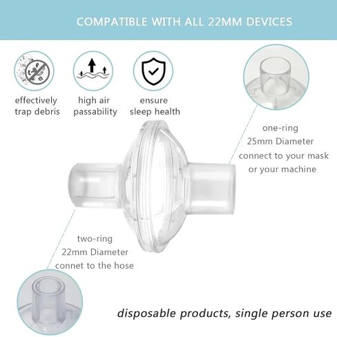 Universal CPAP Filters Inline, 8 Pack CPAP Inline Filter for CPAP Machine | CPAP Supplies CPAP Accessories CPAP Filter for ResMed AirSense 11 AirSense 10 CPAP Air Filter Clean Air CPAP Hose Filter in Kuwait