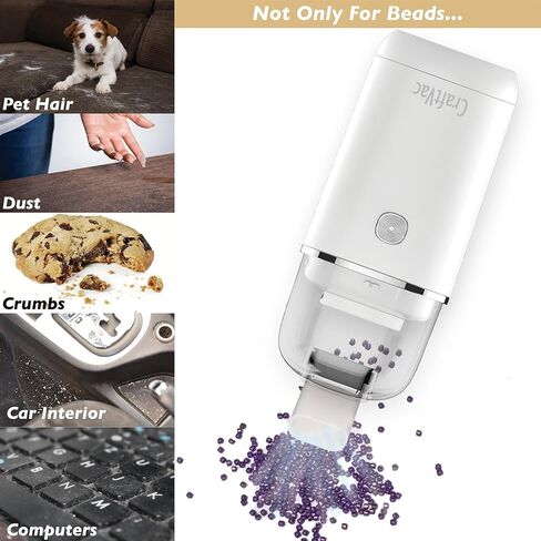 The Beadsmith Craftvac - فراغ صغير قابل لإعادة الشحن - العناصر الأساسية - تشغيل زر هادئ 1 - مستويات الشفط - مرفقات فوهة - رائعة للخرز ، بريق ومزيد - تعليمات مشمولة in Kuwait