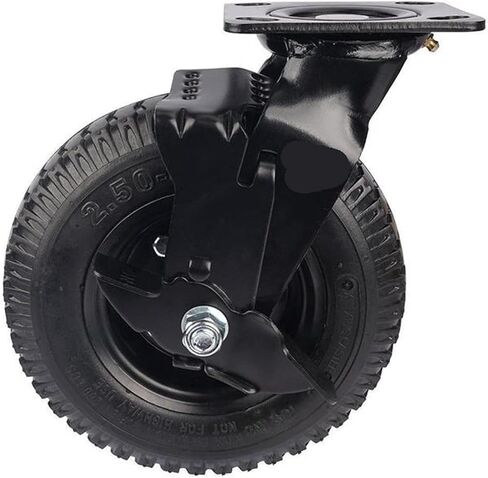 1 piece factory heavy duty 8 inch pneumatic rubber wheel side brake air hotel luggage trolley caster in Saudi Arabia