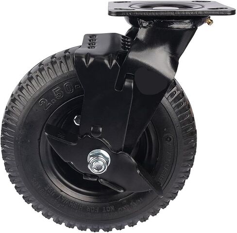 1 piece factory heavy duty 8 inch pneumatic rubber wheel side brake air hotel luggage trolley caster in Saudi Arabia