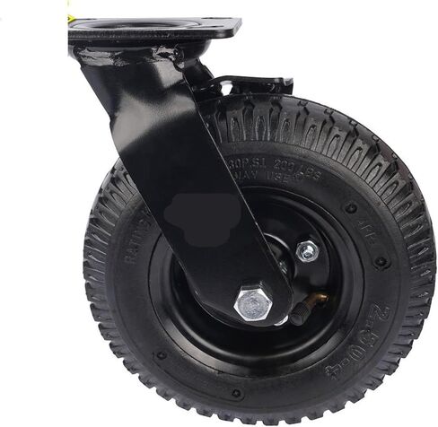 1 piece factory heavy duty 8 inch pneumatic rubber wheel side brake air hotel luggage trolley caster in Saudi Arabia