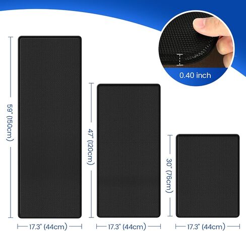حصيرة المطبخ Kitchenclouds للأرضية ، وسجاد المطبخ 3pcs ، والحصير المضاد للانزلاق للأرضية ، وحصيرة بالوعة المطبخ المقاومة للماء ، والوقوف المغطى بالوسادة والراحة للمكتب ، والأسود in Kuwait