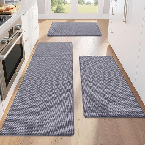 KitchenClouds Kitchen Mats for Floor,3PCS Kitchen Rugs,Non Slip Anti Fatigue Mats for Floor,Waterproof Kitchen Sink Mat,Cushioned Standing and Comfort Mats for Office,Black in Saudi Arabia