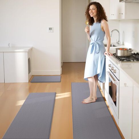 KitchenClouds Kitchen Mats for Floor,3PCS Kitchen Rugs,Non Slip Anti Fatigue Mats for Floor,Waterproof Kitchen Sink Mat,Cushioned Standing and Comfort Mats for Office,Black in Saudi Arabia