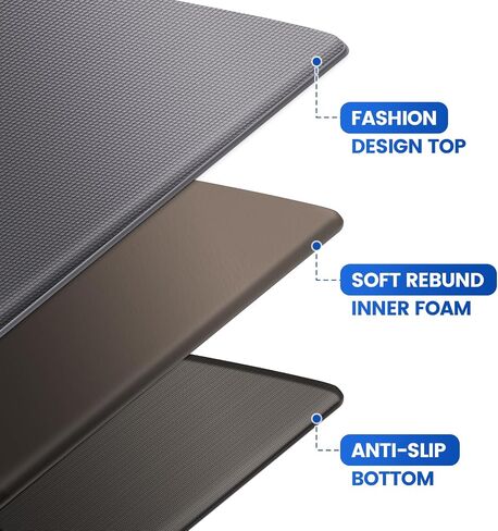 KitchenClouds Kitchen Mats for Floor,3PCS Kitchen Rugs,Non Slip Anti Fatigue Mats for Floor,Waterproof Kitchen Sink Mat,Cushioned Standing and Comfort Mats for Office,Black in Saudi Arabia