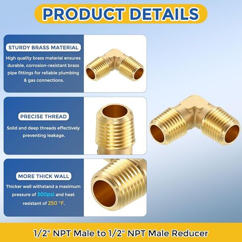 2 حزمة تجهيزات أنابيب النحاس ، 1/2 "npt ذكر إلى 1/2" مخفض الذكور npt للهواء ، الزيت ، LP in Kuwait