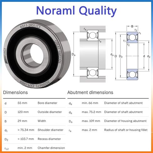 1PCs تحمل 6311 6311-2RS 6311-2Z 6311-2ZN 6311NR 6311-2RSNR DEER GROOVE BALLE (6311N-2RSC3) in Saudi Arabia