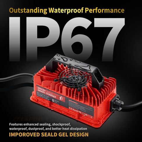 48 Volt Golf Cart Battery Charger, 15 AMP 48V Smart Golf Cart Charger for Club Car with 3-Pin Round Plug, 48v Golf Cart Charger for Lead Acid Battery, Fast Charging with LED Indicators & Protections in Kuwait