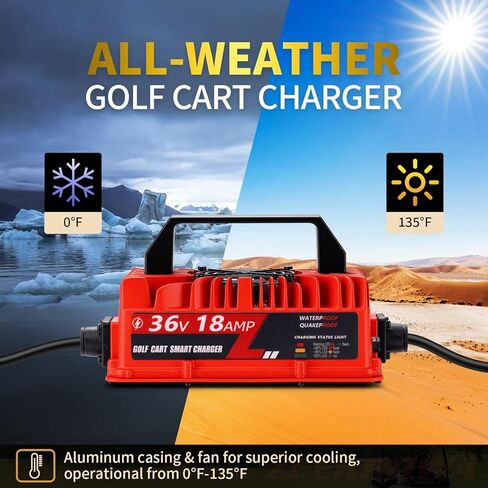 48 Volt Golf Cart Battery Charger, 15 AMP 48V Smart Golf Cart Charger for Club Car with 3-Pin Round Plug, 48v Golf Cart Charger for Lead Acid Battery, Fast Charging with LED Indicators & Protections in Kuwait