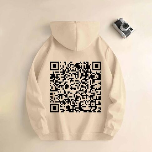 Hoodies for Unisex Long Sleeve Oversized Hoodies QR Code Loose Unisex Sweatshirts Casual Funny Tops with Pockets in Saudi Arabia