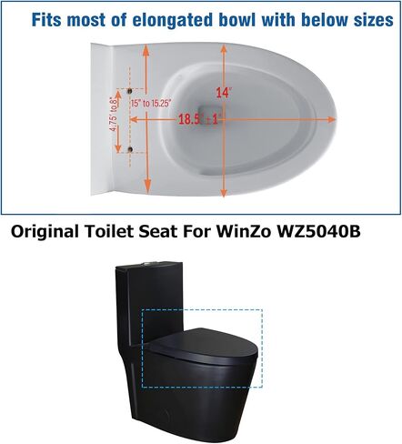 Winzo UF040B مقعد المرحاض ممدود غير لامع ، غطاء مقعد التثبيت الناعم. in Kuwait