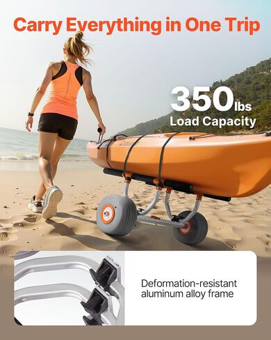 CART VEVOR KAYAK ، سعة تحميل 350 رطلاً ، عربة قوارب الكاياك مع إطارات PU قابلة للنفخ مقاس 12 بوصة وأشرطة وتجميعات وتفكك في ثوانٍ ، عربة تجديف لحمل الزوارق والزوارق in Saudi Arabia