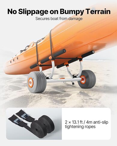 CART VEVOR KAYAK ، سعة تحميل 350 رطلاً ، عربة قوارب الكاياك مع إطارات PU قابلة للنفخ مقاس 12 بوصة وأشرطة وتجميعات وتفكك في ثوانٍ ، عربة تجديف لحمل الزوارق والزوارق in Saudi Arabia