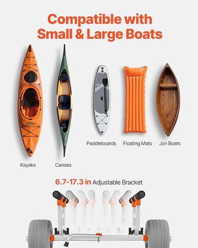 CART VEVOR KAYAK ، سعة تحميل 350 رطلاً ، عربة قوارب الكاياك مع إطارات PU قابلة للنفخ مقاس 12 بوصة وأشرطة وتجميعات وتفكك في ثوانٍ ، عربة تجديف لحمل الزوارق والزوارق in Saudi Arabia