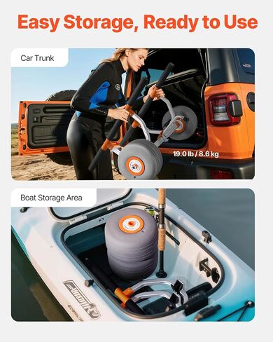 CART VEVOR KAYAK ، سعة تحميل 350 رطلاً ، عربة قوارب الكاياك مع إطارات PU قابلة للنفخ مقاس 12 بوصة وأشرطة وتجميعات وتفكك في ثوانٍ ، عربة تجديف لحمل الزوارق والزوارق in Saudi Arabia