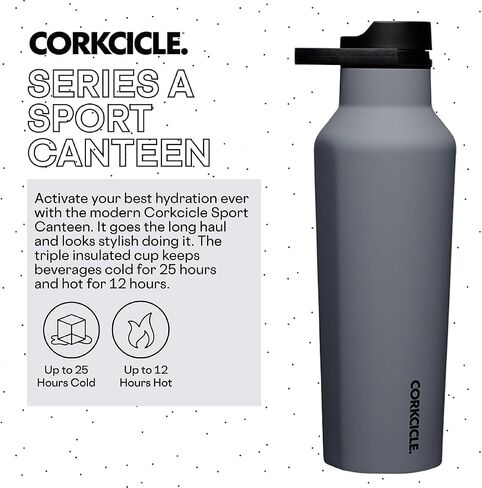 Corkcicle Sport Canteen - تبقي المشروبات الباردة 25 ساعة - زجاجة ماء من الفولاذ المقاوم للصدأ - ثلاثية المعزول - مقاومة للانسكاب - هدية شرب الصيف - تبقي مشروبات الجليد الباردة - 20 أوقية - رأس المطرقة in Kuwait
