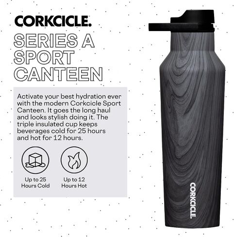 Corkcicle Sport Canteen - تبقي المشروبات الباردة 25 ساعة - زجاجة ماء من الفولاذ المقاوم للصدأ - ثلاثية المعزول - مقاومة للانسكاب - هدية شرب الصيف - تبقي مشروبات الجليد الباردة - 20 أوقية - رأس المطرقة in Kuwait